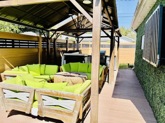 3515 Union Ave, Steger, IL 60475 - dock area featuring an outdoor living space with a fire pit and a gazebo