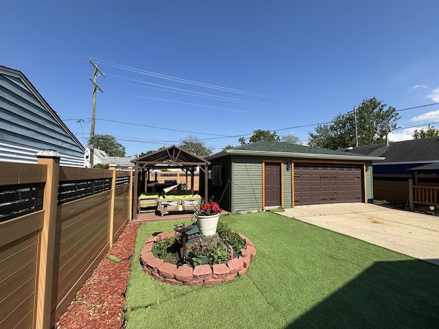 3515 Union Ave, Steger, IL 60475 - view of yard featuring a gazebo, a detached garage, and an outbuilding