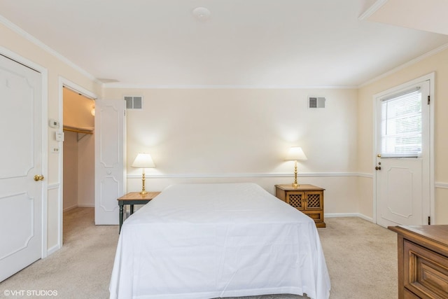 9445 Le Claire Ave, Skokie, IL 60077 - bedroom featuring light colored carpet and crown molding