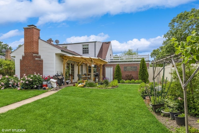 9445 Le Claire Ave, Skokie, IL 60077 - back of house with a pergola, a patio area, and a shingled roof
