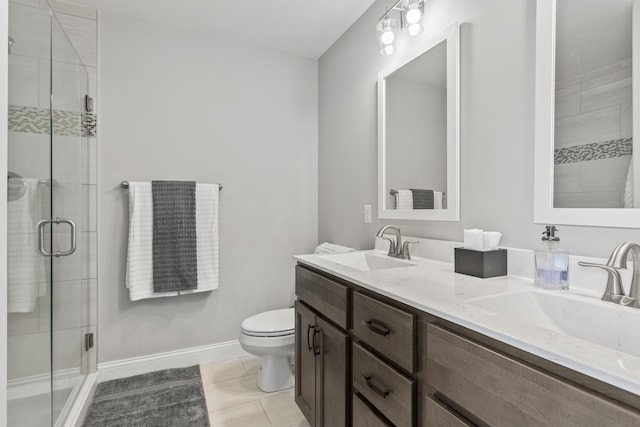 1607 Peppermill Ln, Champaign, IL 61822 - bathroom with double vanity, a stall shower, and tile patterned floors