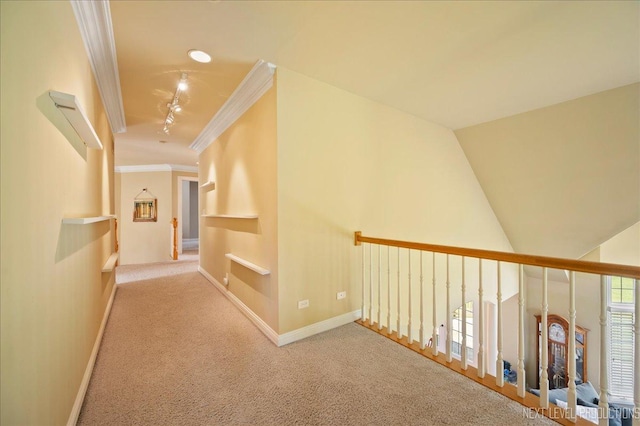 36W850 Red Gate Ct, Saint Charles, IL 60175 - hallway with carpet flooring, ornamental molding, and baseboards