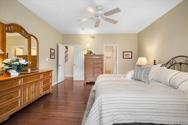 211 Trentt Dr Unit 211, Batavia, IL 60510 - bedroom with dark wood finished floors, baseboards, and a ceiling fan
