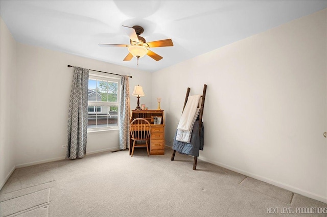 211 Trentt Dr Unit 211, Batavia, IL 60510 - living area with a ceiling fan, carpet flooring, and baseboards