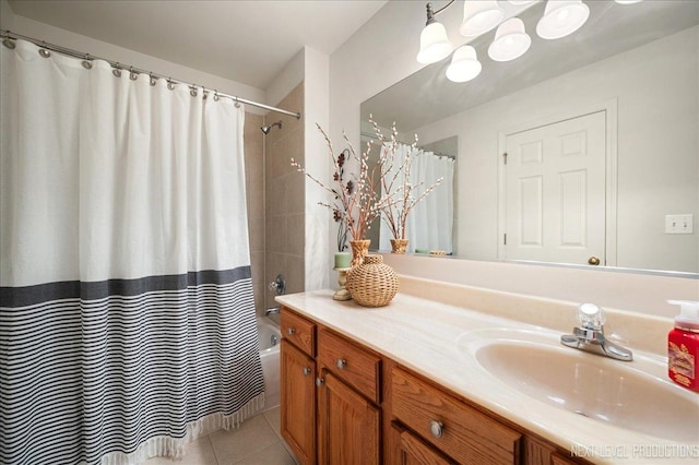 211 Trentt Dr Unit 211, Batavia, IL 60510 - bathroom featuring vanity, shower / tub combo with curtain, and tile patterned flooring