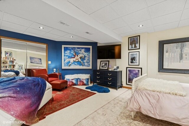 20719 Highview Rd, Marengo, IL 60152 - carpeted bedroom featuring a paneled ceiling and recessed lighting