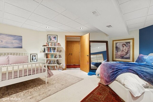 20719 Highview Rd, Marengo, IL 60152 - bedroom with a drop ceiling, carpet flooring, and recessed lighting