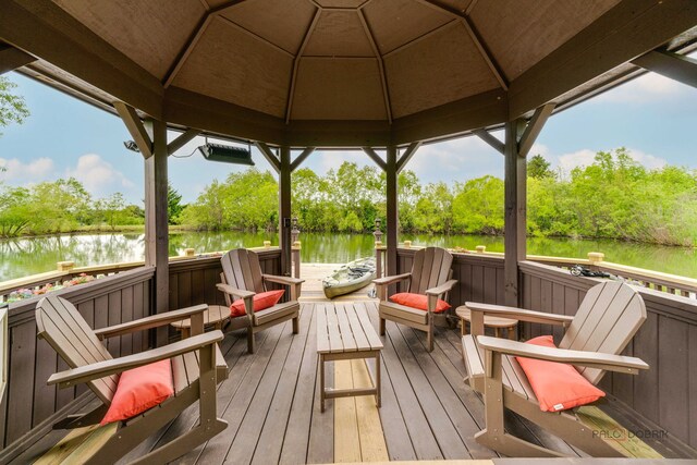 20719 Highview Rd, Marengo, IL 60152 - wooden terrace with a gazebo, a water view, and view of scattered trees
