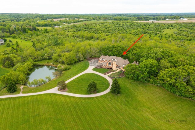 20719 Highview Rd, Marengo, IL 60152 - view from above of property with a heavily wooded area and a nearby body of water