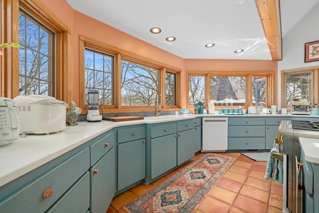 20719 Highview Rd, Marengo, IL 60152 - kitchen featuring range, white dishwasher, healthy amount of natural light, recessed lighting, and light countertops