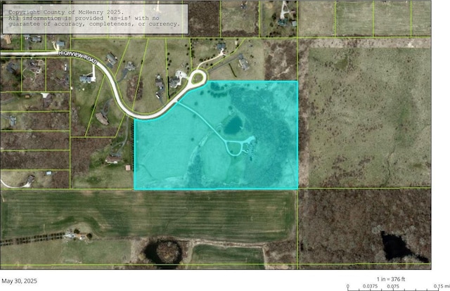 20719 Highview Rd, Marengo, IL 60152 - aerial overview of property's location with property parcel outlined