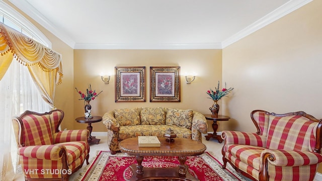 316 Juliana Ln, Bloomingdale, IL 60108 - carpeted living area featuring crown molding and baseboards