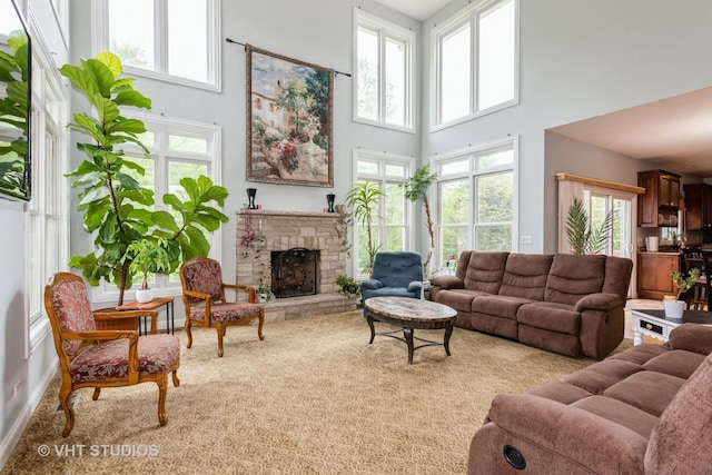 316 Juliana Ln, Bloomingdale, IL 60108 - carpeted living room with a towering ceiling and a fireplace