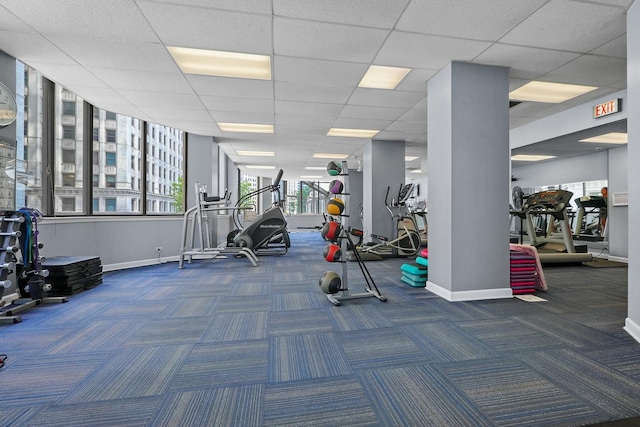 405 N Wabash Ave Unit 502, Chicago, IL 60611 - workout area with carpet flooring, baseboards, and a drop ceiling