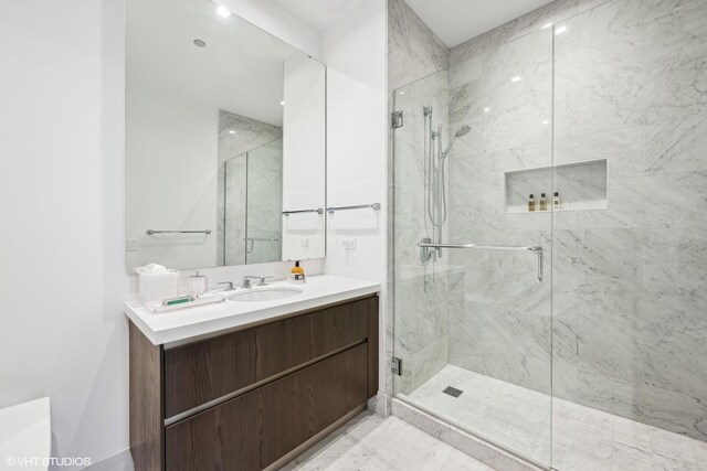 363 E Wacker Dr Unit 3703, Chicago, IL 60601 - bathroom with a marble finish shower and vanity