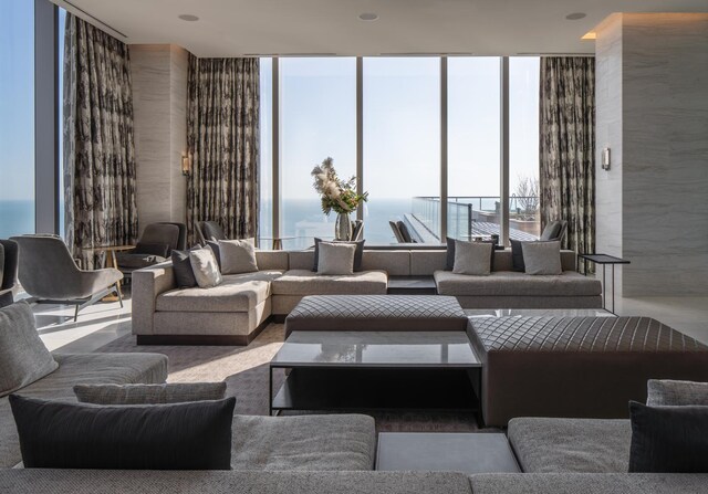 363 E Wacker Dr Unit 3703, Chicago, IL 60601 - living area featuring a wall of windows and a water view