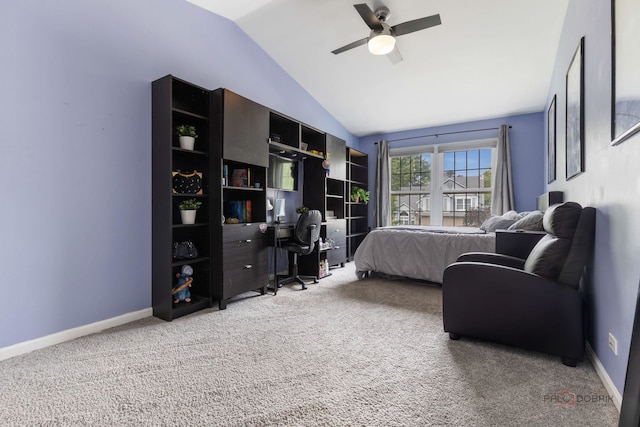 300 Knox Park Rd, Lake Zurich, IL 60047 - bedroom featuring lofted ceiling, light carpet, an office area, and a ceiling fan