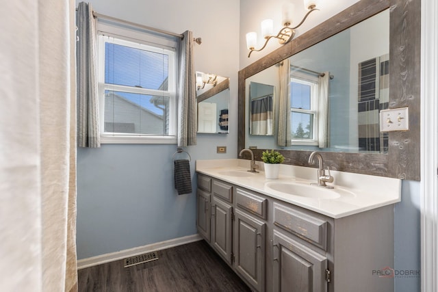 300 Knox Park Rd, Lake Zurich, IL 60047 - full bathroom with double vanity and wood finished floors