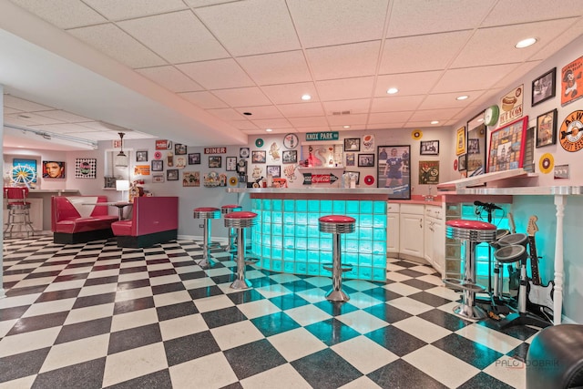 300 Knox Park Rd, Lake Zurich, IL 60047 - indoor dry bar featuring a paneled ceiling, tile patterned floors, and recessed lighting