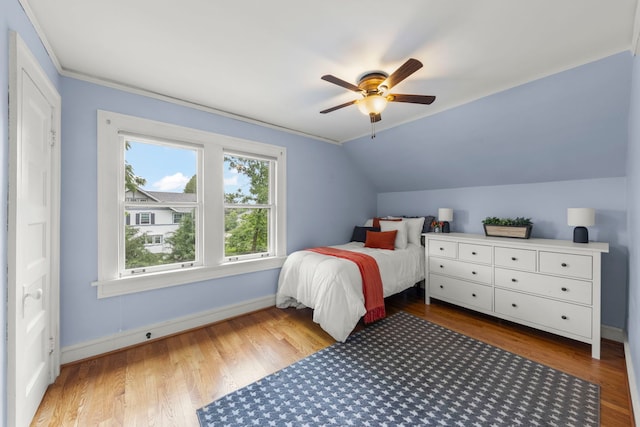 310 Forest Ave, Glen Ellyn, IL 60137 - bedroom with wood finished floors, vaulted ceiling, and a ceiling fan