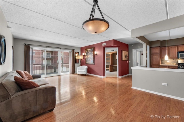 1327 Brown St Unit 206, Des Plaines, IL 60016 - living area featuring light wood-style flooring, a textured ceiling, and baseboards