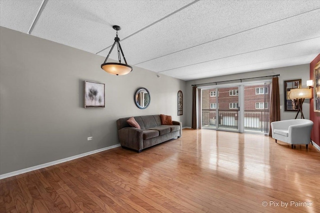 1327 Brown St Unit 206, Des Plaines, IL 60016 - living room featuring wood finished floors, a textured ceiling, and baseboards