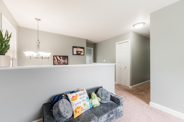 86 E Hummingbird Ave, Cortland, IL 60112 - sitting room with a chandelier, carpet, and baseboards