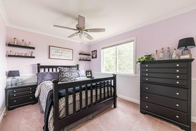 86 E Hummingbird Ave, Cortland, IL 60112 - bedroom with carpet flooring, crown molding, baseboards, and a ceiling fan