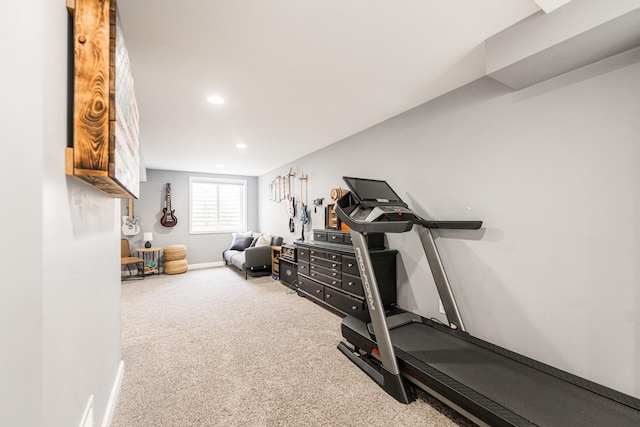 86 E Hummingbird Ave, Cortland, IL 60112 - workout room featuring carpet flooring, recessed lighting, and baseboards