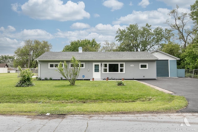 16568 Plainview Dr, Markham, IL 60428 - ranch-style home featuring asphalt driveway, a chimney, roof with shingles, and a garage
