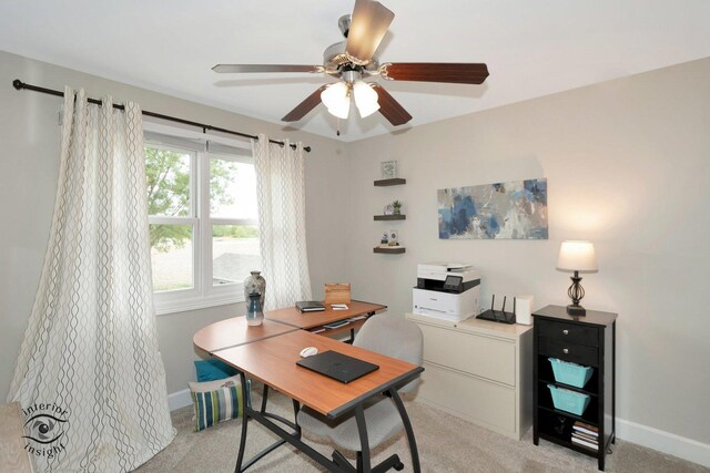883 White Tail Bnd, Manteno, IL 60950 - office featuring a ceiling fan, light colored carpet, and baseboards