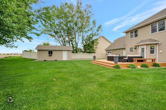 883 White Tail Bnd, Manteno, IL 60950 - view of yard featuring an outdoor hangout area, an outbuilding, and a deck