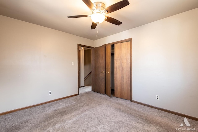 3034 190th St, Lansing, IL 60438 - unfurnished bedroom with light carpet, baseboards, a closet, and a ceiling fan