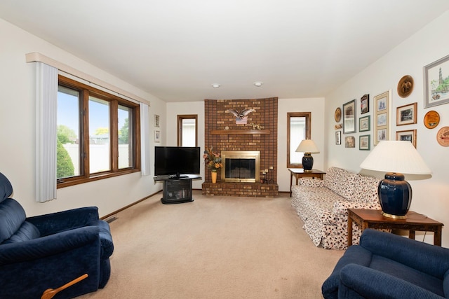 7618 W 157th St, Orland Park, IL 60462 - carpeted living room with a brick fireplace and baseboards