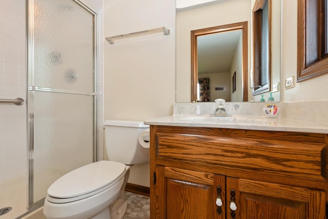7618 W 157th St, Orland Park, IL 60462 - bathroom featuring vanity, a shower stall, toilet, and baseboards
