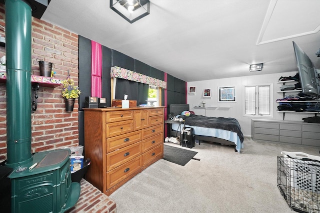 14848 Keystone Ave, Midlothian, IL 60445 - bedroom with carpet floors, a wood stove, and multiple windows