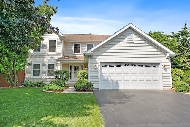 325 Indian Ridge Trl, Wauconda, IL 60084 - view of front facade featuring asphalt driveway, a front lawn, and a garage