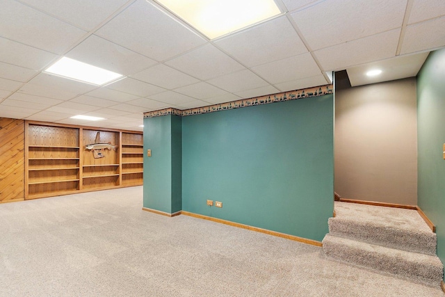 325 Indian Ridge Trl, Wauconda, IL 60084 - finished below grade area with carpet, baseboards, a paneled ceiling, and stairway