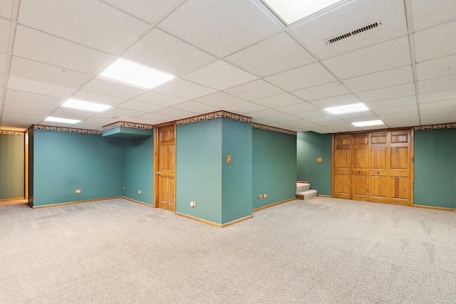325 Indian Ridge Trl, Wauconda, IL 60084 - finished below grade area featuring carpet floors, baseboards, stairway, and a paneled ceiling