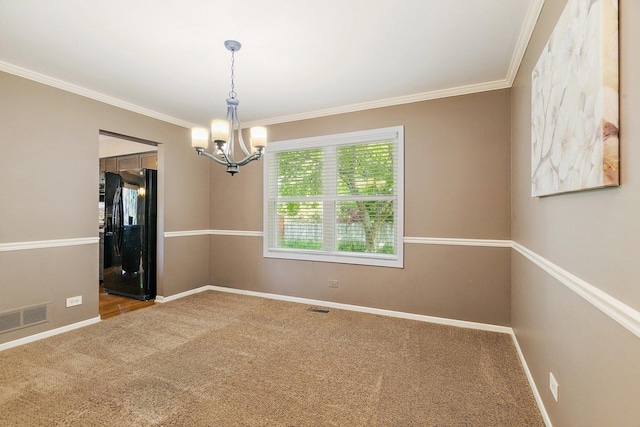 325 Indian Ridge Trl, Wauconda, IL 60084 - empty room featuring a chandelier, carpet floors, crown molding, and baseboards