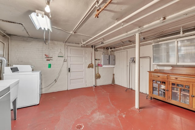 5434 W School St, Chicago, IL 60641 - unfinished below grade area featuring washer and dryer and electric panel