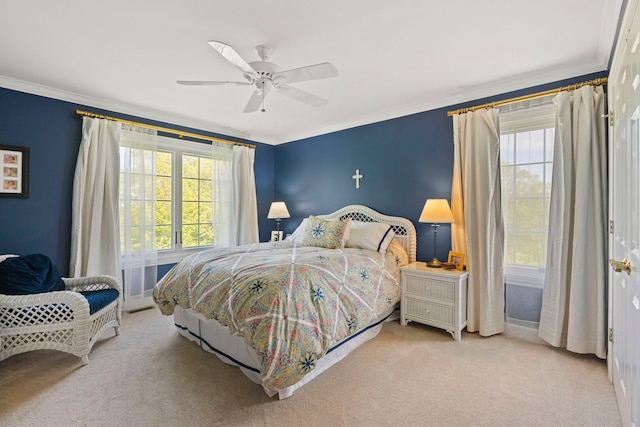 20142 N Deer Chase Ct, Deer Park, IL 60010 - carpeted bedroom with ornamental molding, baseboards, and ceiling fan
