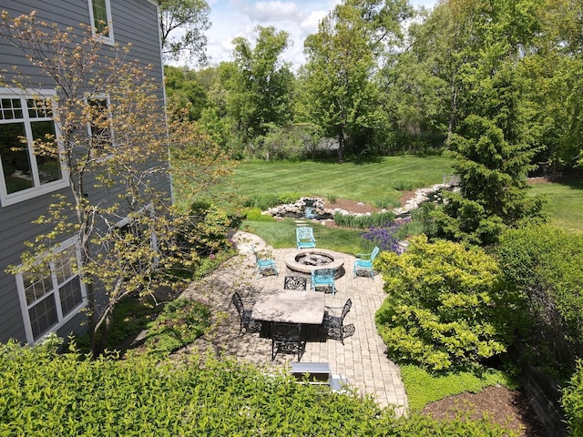 20142 N Deer Chase Ct, Deer Park, IL 60010 - view of grassy yard with a fire pit and a patio