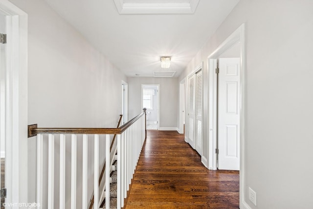 265 W Adams St, Elmhurst, IL 60126 - corridor with wood finished floors, an upstairs landing, and baseboards