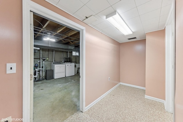 265 W Adams St, Elmhurst, IL 60126 - below grade area with washer and clothes dryer and baseboards
