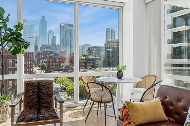 757 N Orleans St Unit 711, Chicago, IL 60654 - sunroom featuring a skyline view and plenty of natural light