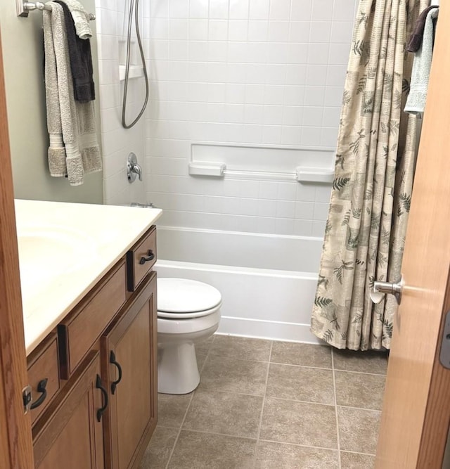 1716 Simms St Unit 0, Aurora, IL 60504 - bathroom with shower / bath combination with curtain, vanity, toilet, and tile patterned flooring