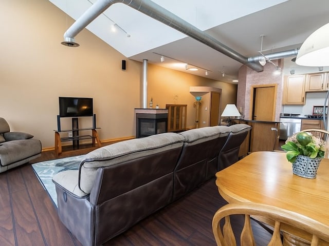 1716 Simms St Unit 0, Aurora, IL 60504 - living room with wood finished floors and track lighting
