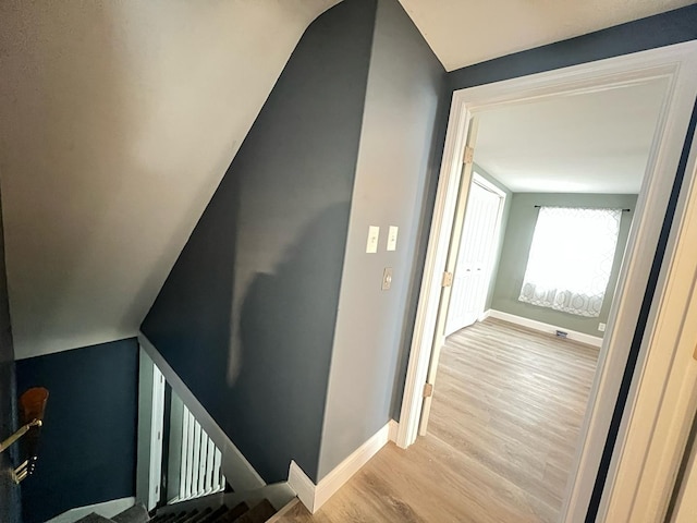 1474 Forest Ave, Calumet City, IL 60409 - stairway featuring wood finished floors, baseboards, and vaulted ceiling
