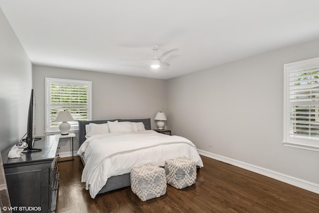 506 Westgate Rd, Deerfield, IL 60015 - bedroom featuring dark wood finished floors, baseboards, and ceiling fan